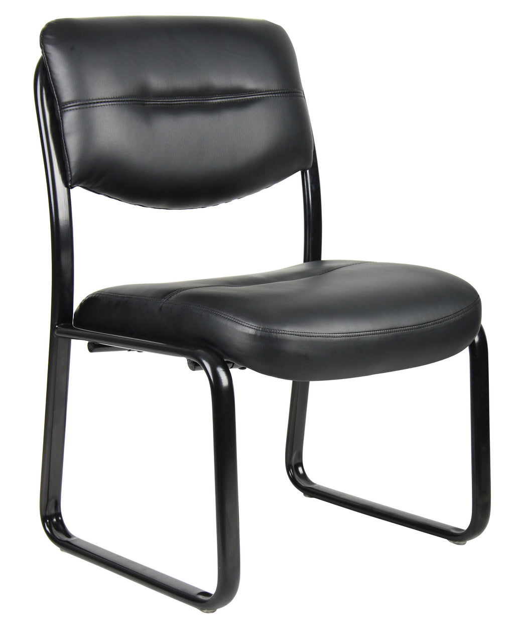 Boss Office Products B9539 Leather Sled Base Side Chair in Black, 250, unspecified
