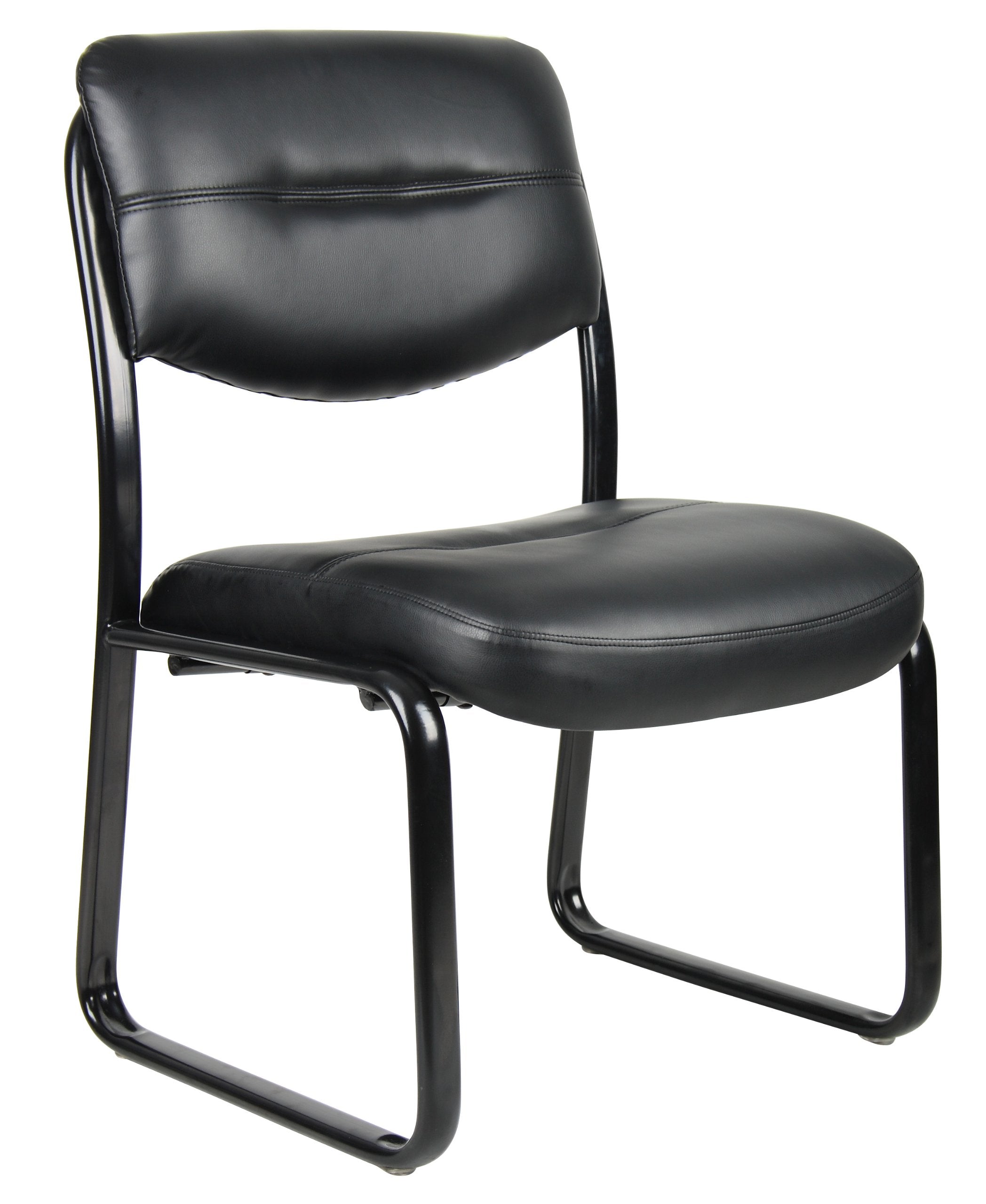 Boss Office Products B9539 Leather Sled Base Side Chair in Black, 250, unspecified