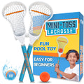 Mini Toss Lacrosse Set – The Ultimate Game for the Pool or Beach & Backyard - Comes with Water Skipping Ball, Rubber Ball & 2 Sticks with Premium Full Size Basket for Easier Catching and Throwing