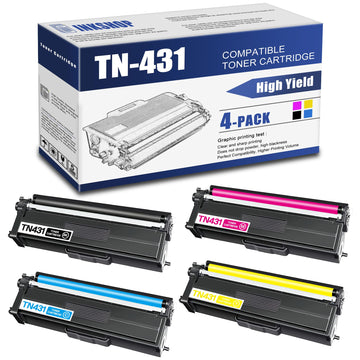TN431 Compatible TN-431BK TN-431C TN-431Y TN-431M Toner Cartridge Replacement for Brother TN-431 HL-L8260CDW HL-L8360CDW DCP-L8410CDW MFC-L8610CDW Toner.(1BK+1C+1Y+1M)