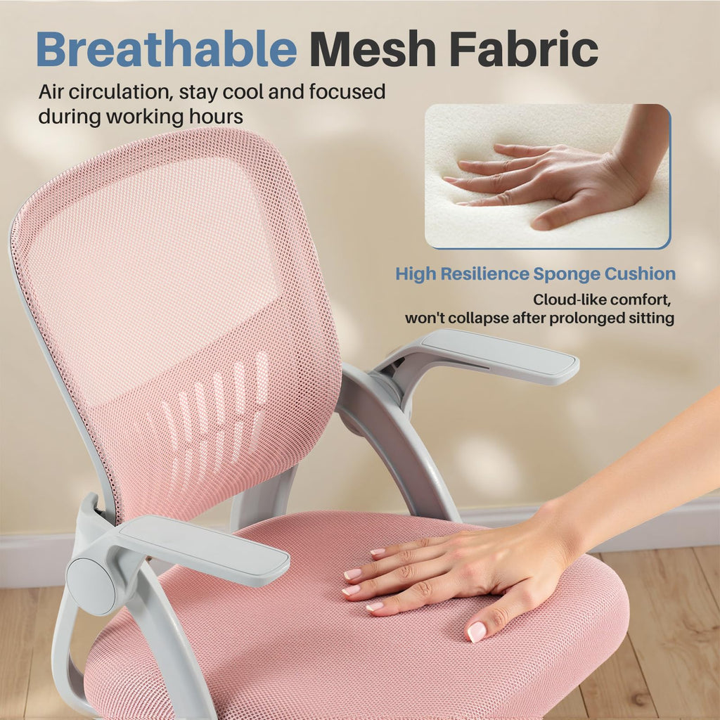 Sweetcrispy Computer Desk Chair, Home Office Chair, Lumbar Support, 23.22 Inch, Pink