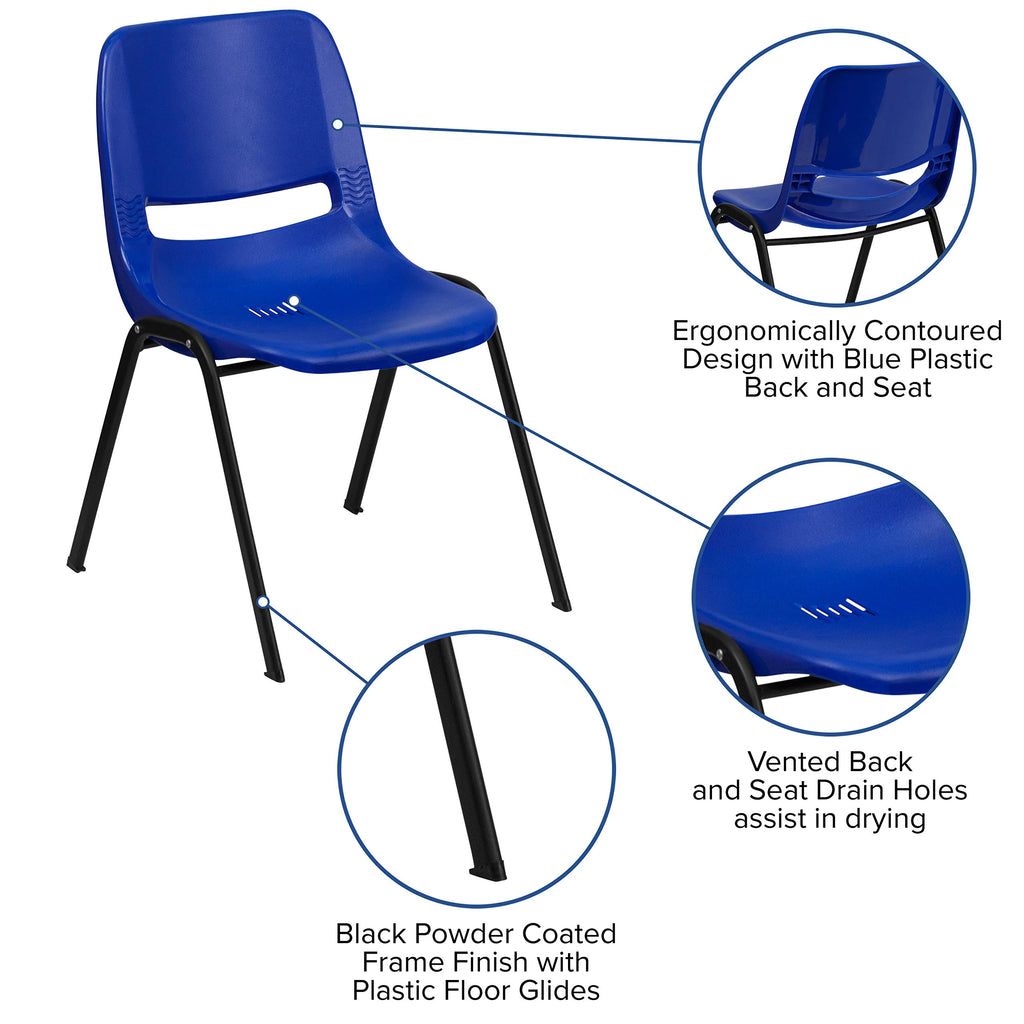 Emma + Oliver Navy Fabric Ergonomic Office Chair, 17.25"W x 21.5"D x 29"H, Navy Plastic/black Frame