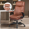 Office Chair Flip Up Arms, Executive Leather Office Chair Ergonomic Desk Chair with Lumbar Support, Adjustable Headrest, Computer Chair Home