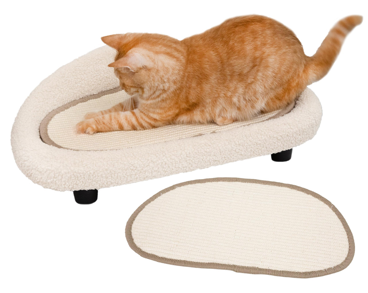 Cat Sisal Scratcher Bed with Refill Pad, Horizontal Scratching Sofa, Sisal Couch for Indoor Cats, Off-White Color