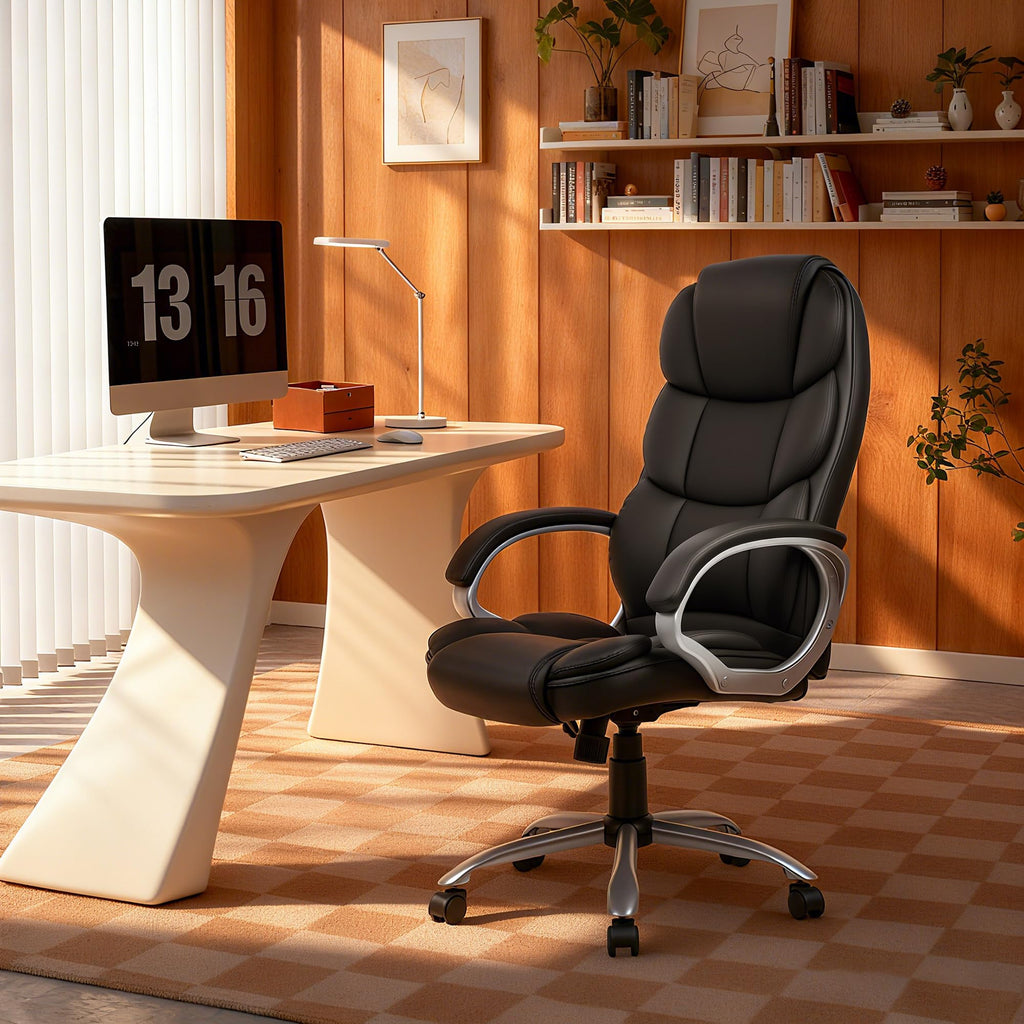 Fdw Office Chair Computer High Back Adjustable Ergonomic Desk Chair Executive Pu Leather Swivel Task Chair with Armrests Lumbar Support (dark