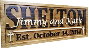 Personalized Wood Cross Décor Family Name Sign | Christian Wedding Gift