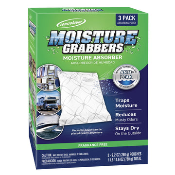 Concrobium Moisture Grabbers Pouch, 27.6 oz, Moisture Absorber for Closets, Basements and Bathrooms, Helps Reduce Dampness and Musty Odors, Compact Moisture Control Design