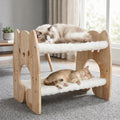 Extra Large Elevated Cat Bed, Solid Rubberwood Cat Hammock Bed with Soft Breathable Cover, Double Pet Beds for Multi-Cats Households Small Dog Rabbit