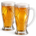 Beer Mugs For Freezer 22oz (2-Pack) – 3D Hexagon Textured Soccer Beer Glasses with Handle, Frosted Durable Drinkware for World Cup 2026, Best Gift for Soccer Fans, Dad & Husband – Dishwasher Safe