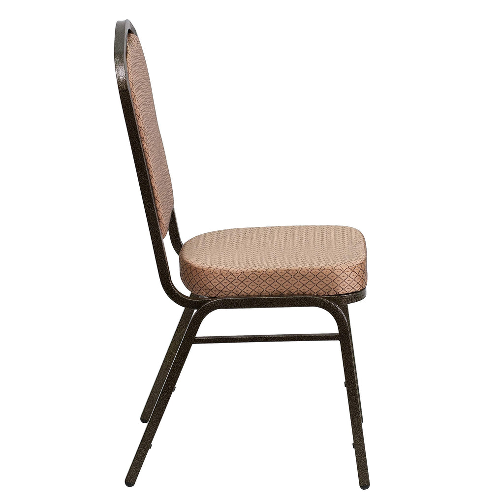 Flash Furniture Hercules Fabric Crown Back Stackable Banquet Chair, Gold, Set of 1, Gold Diamond Patterned Fabric/gold Vein Frame