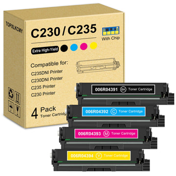 C230/C235 High-Yield Laser Toner Cartridge (4-Pack, Black, Cyan, Magenta, Yellow) 006R04391 006R04392 006R04393 006R04394 Replacement for Xerox C230 C230/DNI C235 C235/DNI Printer