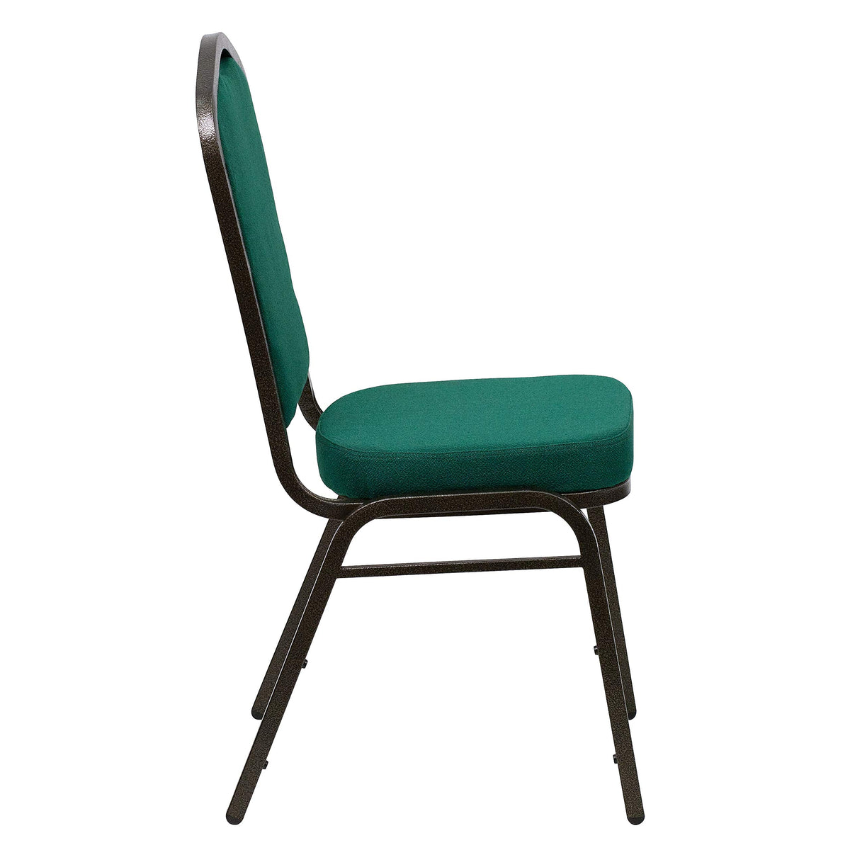 Flash Furniture Hercules Fabric Crown Back Stackable Banquet Chair, Green, Set of 1, Green Fabric/gold Vein Frame