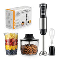 Immersion Blender with Stainless Steel Blending Arm, Whisk & Chopper – Variable Speed Hand Blender, 400W DC Motor, Metal Connector, Mixing Cup Included, Black