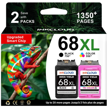 68XL Replacement for HP 68XL 68e 68 Black Color Combo Pack Ink Cartridges | Work with HP Envy 6155e 6555e 6152e 6552e 6558e 6165e 6110e 6130e 6132e 6100e 6500e Series Printers - High Yield with Chips