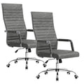 Furmax Ergonomic Office Desk Chair, Executive Ribbed Mid-back Pu Leather Conference Room Chair Adjustable Swivel Chair with Arms (2, Bicolor