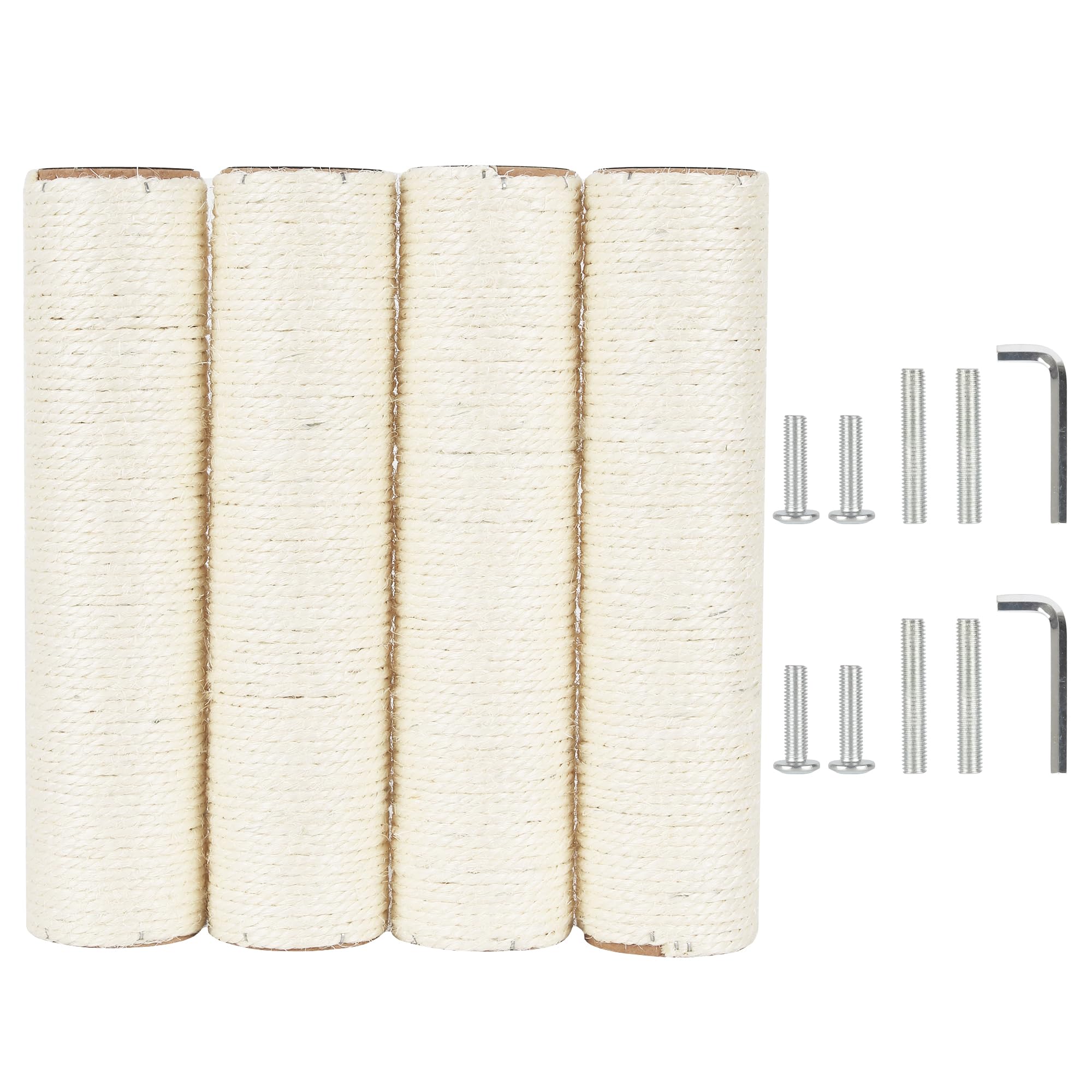 4 PCS 7.4cm 2.91in Diameter Cat Scratching Post Replacement Sisal Pole (30cm/11.81in, M10)