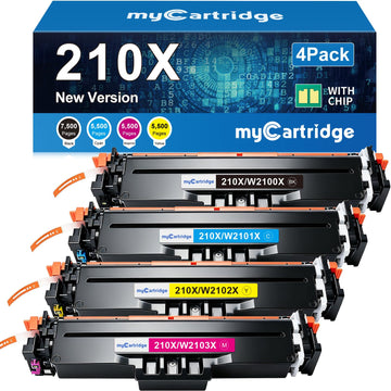 210X Toner Cartridges 4 Pack High Yield (with Chip) Compatible Replacement for HP 210X 210A for Color Laserjet Pro MFP 4301fdw 4301fdn Pro 4201dw 4201dn Series Printer Ink W2100X W2100A (BCMY, 4-Pack)