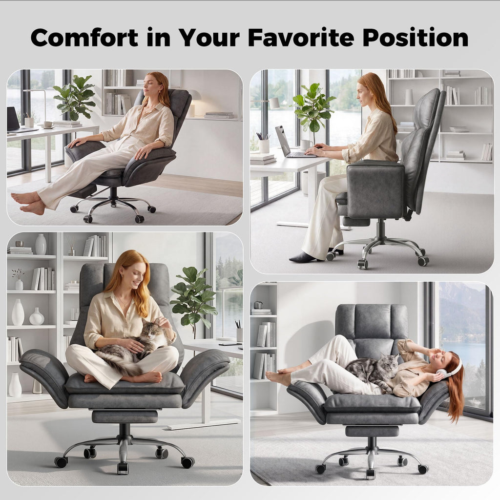 Big and Tall Office Chair, Flip Armrests for Pets & Cross Legged Sitting, 3.67 ft x 2.23 ft x 4.03 ft, Grey