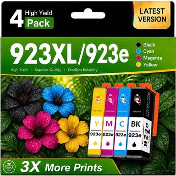 923e 923XL Ink Cartridges Combo Pack with Chip: Replacement for HP 923e 923 Ink Cartridges for HP Printer Compatible with HP OfficeJet Pro 8130e 8135e 8125e 8139e 8138e 8122e 8120e Printer,4 Pack