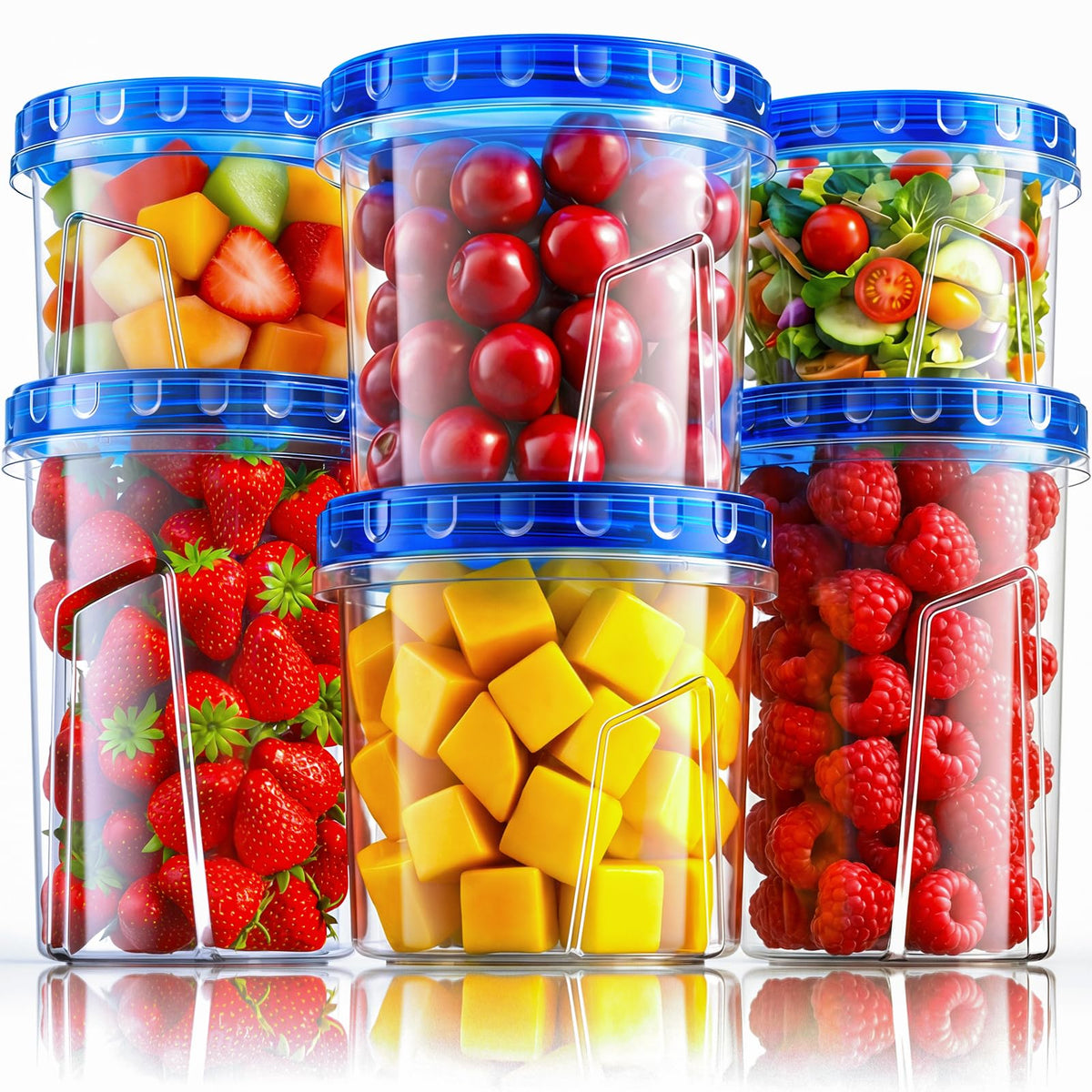 HOMETALL Freezer Storage Containers, [6 Pack- 33/24/17 OZ] Airtight Plastic Food Storage Containers with Twist Top Lids, Soup, Meal Prep Containers | BPA Free | Stackable | Leakproof | Microwave Safe