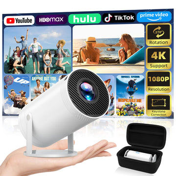 Mini Projector, Native 1080P Portable Projector, 4K Support with Carrying Case