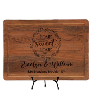 Personalized Housewarming Gift for New Home, Custom Engraved Cutting Board New Home Gift, Home Sweet Home Gift, Realtor Closing Gifts for First Time Home Buyers, Newlyweds, New Neighbor