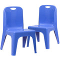 Flash Furniture 2 Pack Blue Plastic Stackable School Chair with Carrying Handle and 11" Seat Height, 11\" Seat