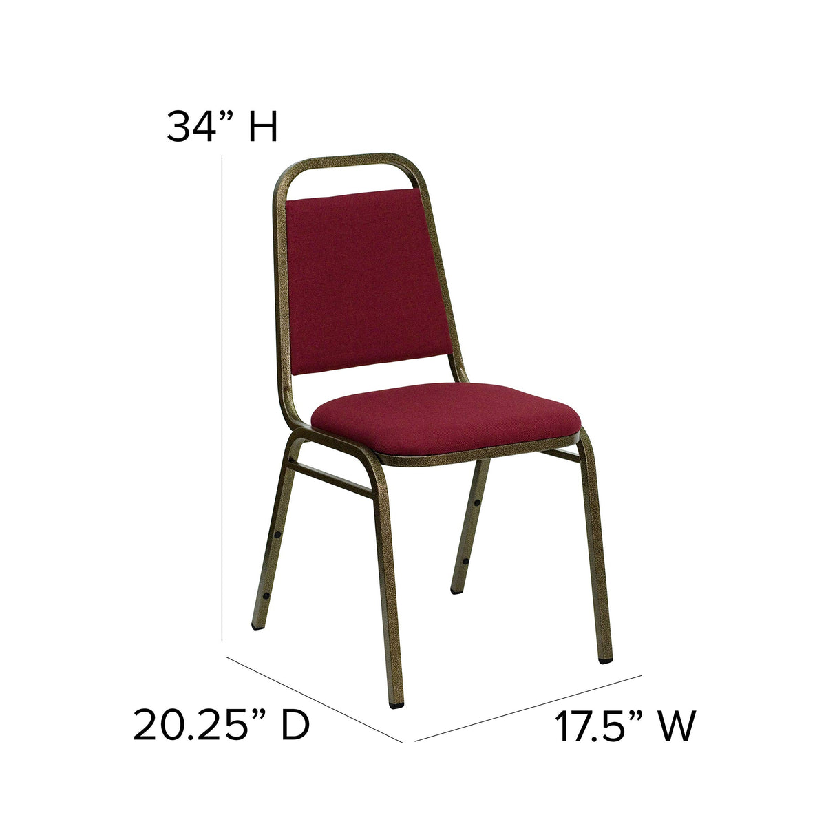 Flash Furniture Hercules Trapezoidal Back Stackable Banquet Chair, Burgundy, Set of 1, Burgundy Fabric/gold Vein Frame