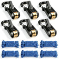 6 Pack Rope with Roller Tensioner for Easy and Secure Tying,2026 New Heavy Duty Retractable Buckle Rope with Accessory Cord for Camping Boating Home Storage Outdoor Use