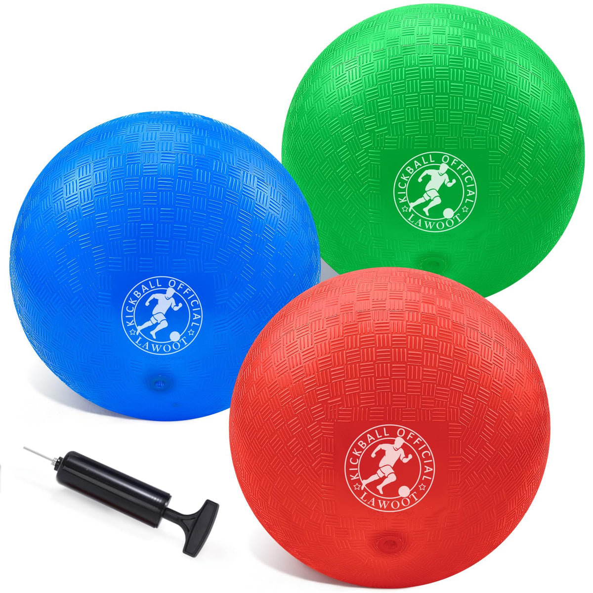 10 Inch Kickball Playground Ball Dodgeball Balls 4 Square Balls, Pack of 3, Dodge Balls for Kids, Kickballs Handball for Indoor Outdoor Games, Includes Pump