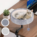 Chumajor Cat Desk Bed - 360° Rotating & Adjustable, Supports 50 lbs, Soft Faux Fur with Dual-Sided Reversible Mat, Modern Indoor Cat Nest Furniture for Office Desks and Game Tables, Island Table