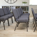 Emma + Oliver Dark Gray 21" W Stacking Church Chair, 4-pack, 21.25"W x 25"D x 33"H, Dark Gray Fabric/silver Vein Frame