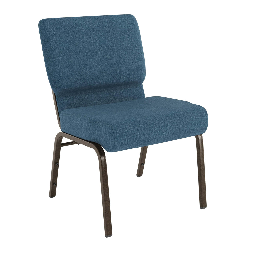 Flash Furniture 4 Pack Hercules Series 21''w Stacking Church Chair in Blue Fabric - Gold Vein Frame, Set of 4, Blue Fabric/gold Vein Frame