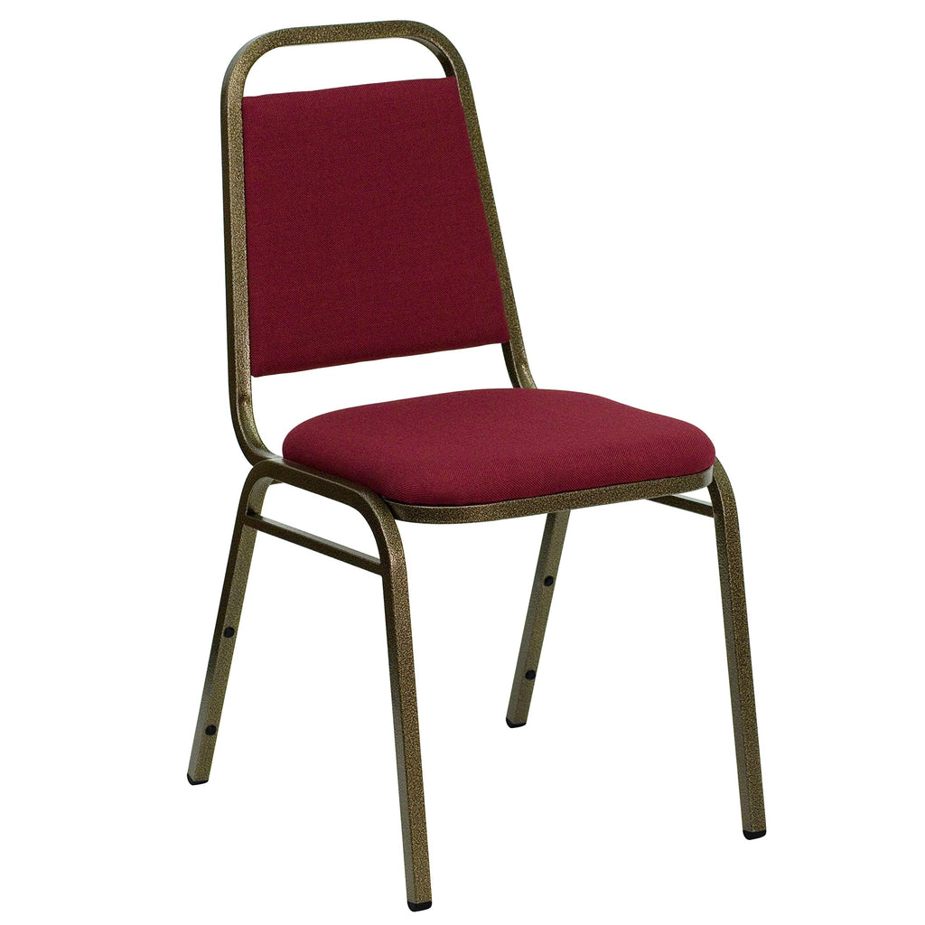 Flash Furniture Hercules Trapezoidal Back Stackable Banquet Chair, Burgundy, Set of 1, Burgundy Fabric/gold Vein Frame