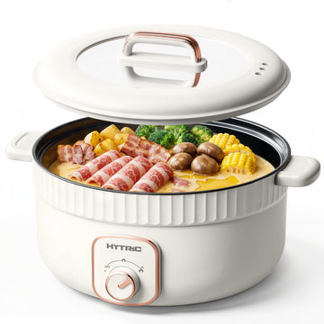 HYTRIC 4.5L Electric Pot, 1200W Non-Stick Hot Pot Electric with Dual Power