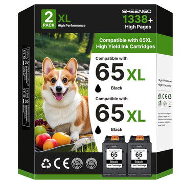 65XL 65 XL for HP 65 Black Ink Cartridge (2-Black) 65XL Ink Cartridge for HP Printers Envy 5000 5055 5058 5052 5014 DeskJet 3755 3772 3720 2622 2680 DeskJet 3720 Printer