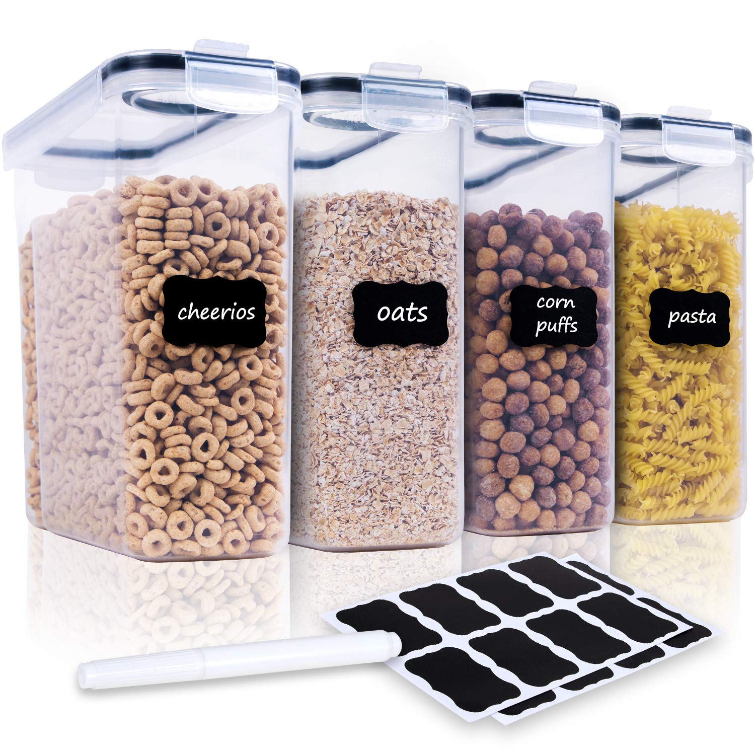 Cereal Containers Storage Set - 4 Piece Airtight Large Food Storage Containers(135.2oz), BPA Free Dispenser Plastic Cereal Storage Containers