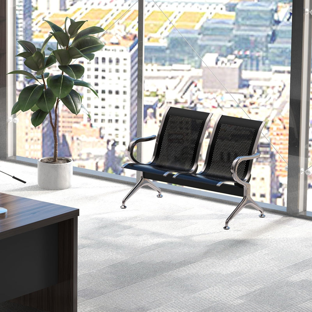 Buenotoys 2-seat Waiting Room Chairs - Waiting Room Bench with Arms Airport Reception Bench Guest Reception Chairs Lobby Bench Waiting Area for