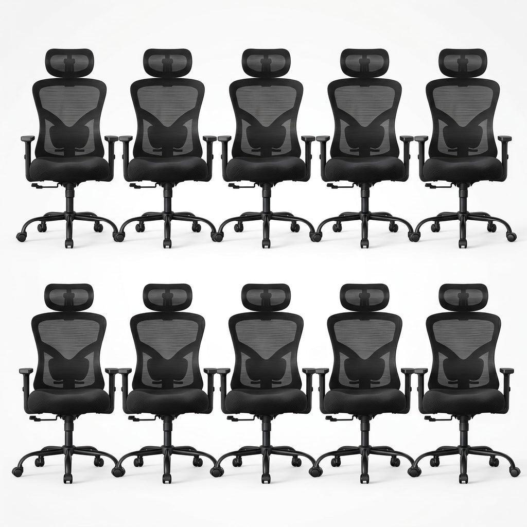 Noblewell Ergonomic Office Chair with Padded Lumbar Support, 2d Headrest, Adjustable Armrests, Upgraded Contoured Seat Cushion, 130° Rocking