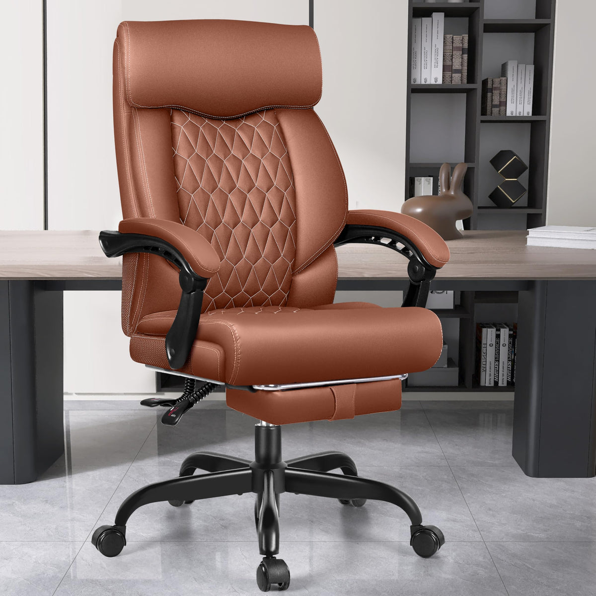 Office Chair, Big and Tall Office Desk Chair, Reclining Office Chair with Footrest Home Office Desk Chairs, High Back Ergonomic with Lumbar