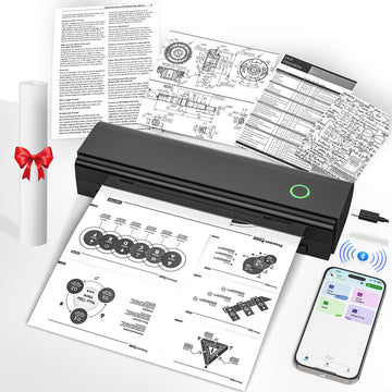 Portable Printers Wireless for Travel, Bluetooth Thermal Printer Supports 8.5" x 11" US Letter & A4 Size, Inkless Mobile Printer Work with Android iPhone Laptop for Home Office School, Black