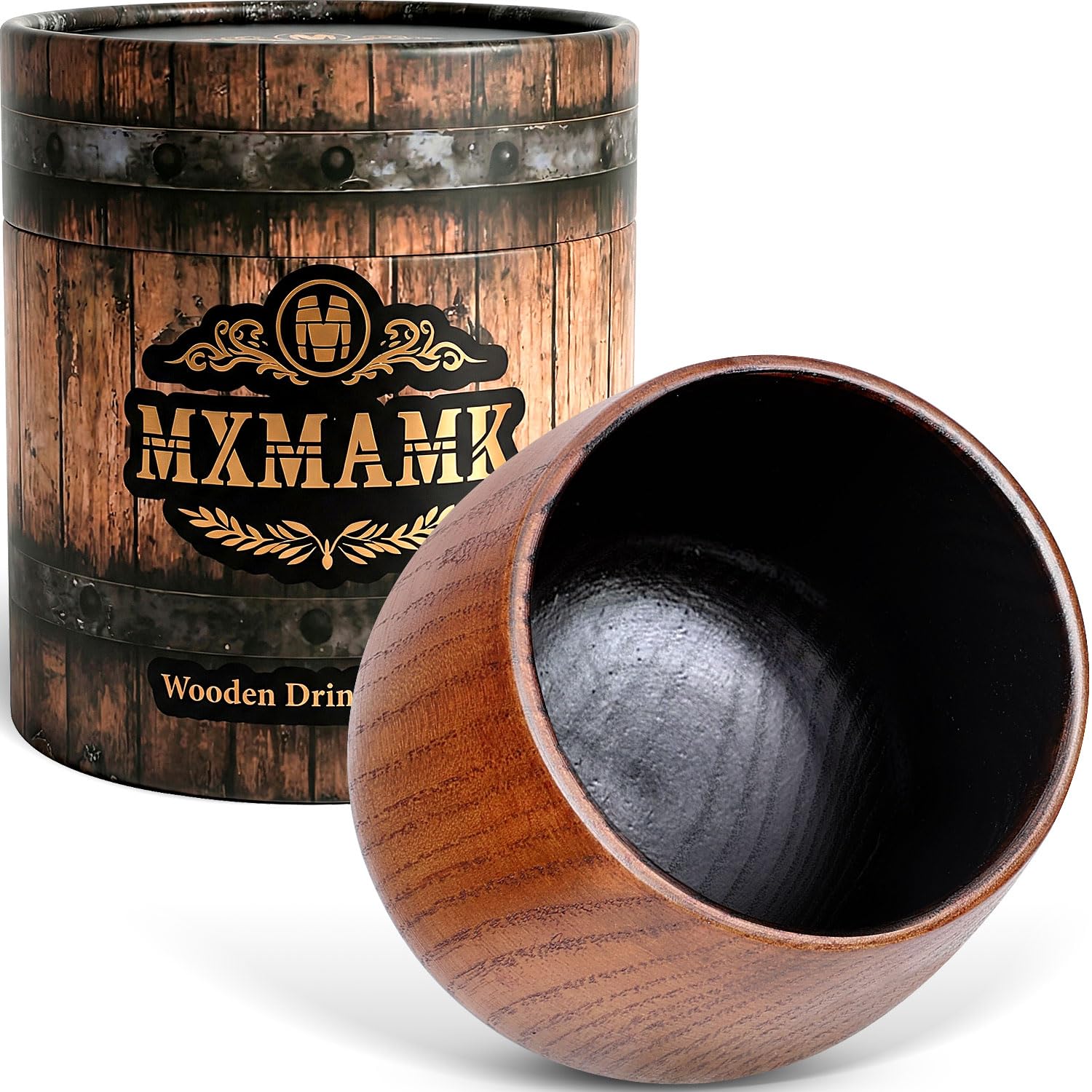 Charred Oak Wooden Whiskey Drinking Glass for Men | 10oz Bourbon Tumbler Set Handmade Wood Cup | Unique Men's Birthday Gift, Present for Him, Dad, Husband, 2026 Gifts for Fathers