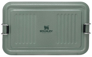 STANLEY Classic Legendary Useful Box 1.25 qt | Metal Snack and Lunch Box | Durable Stainless Steel Travel Food Storage Container | Hiking, Camping, School, or Work | BPA-Free | Hammertone Green