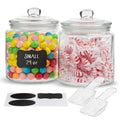 KooK Glass Storage Jars with Lids - 29oz (Set of 2), Kitchen Canisters for Sugar, Cookies, Cotton Balls, Glass Containers with Chalkboard Labels and Airtight Lid