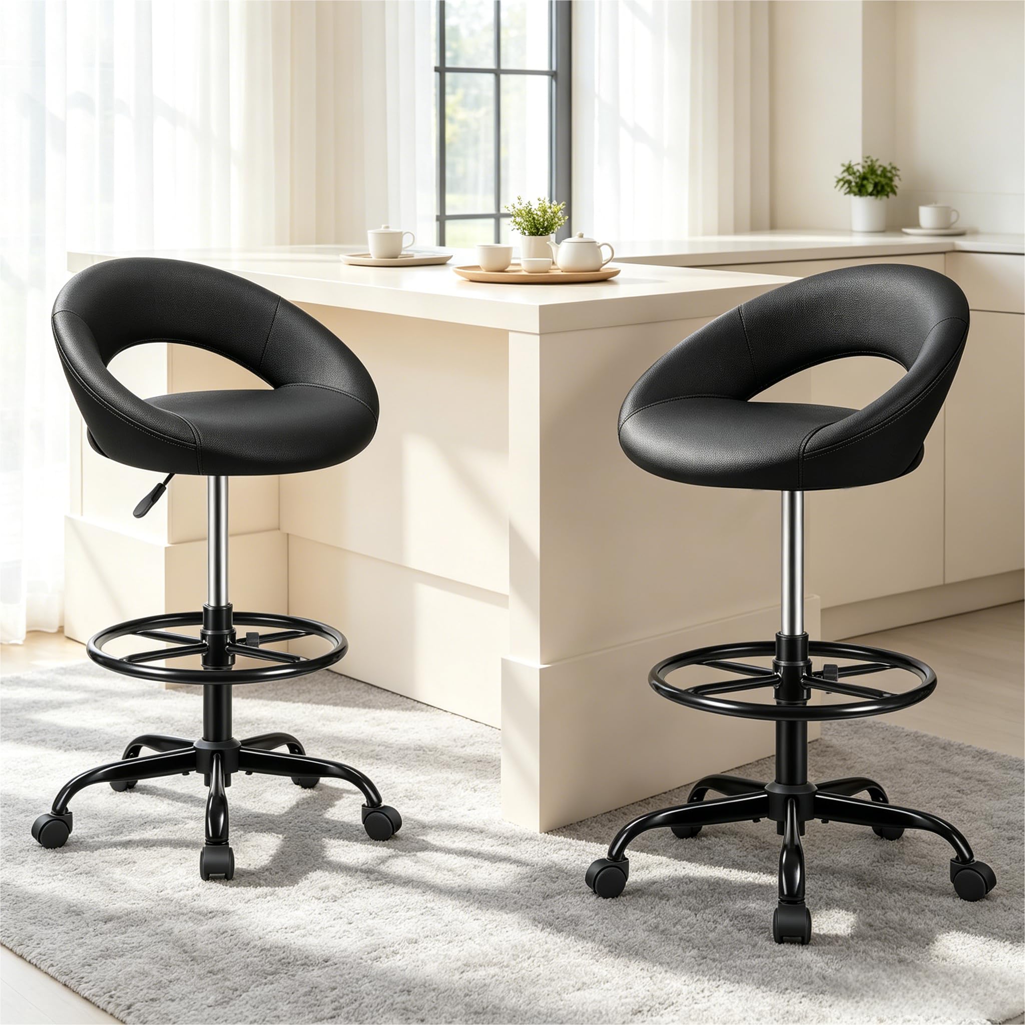 Stella Mia Ergonomic Drafting Chair for Standing Desk – Black, 2 Pack