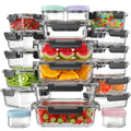 KEMETHY 40 PCS Glass Food Storage Containers with Lids(20 Container & 20 Lid), Borosilicate Glass Meal Prep Containers for Kitchen Storage and Organization, BPA-Free, Leak Proof, Reusable