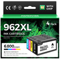 962XL Ink Cartridge 4-Pack High Yield Compatible Replacement for HP 962XL 962 Ink Work with HP OfficeJet Pro 9010 9012 9014 9015e 9016 9018 9019 9020 9022 9025 9028e Printers Black Cyan Magenta Yellow