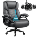 Big and Tall Office Chair 500lbs with Lumbar Support, Ergonomic Heavy Duty Black Office Chair, Leather Office Executive Chair with Quiet Rubber