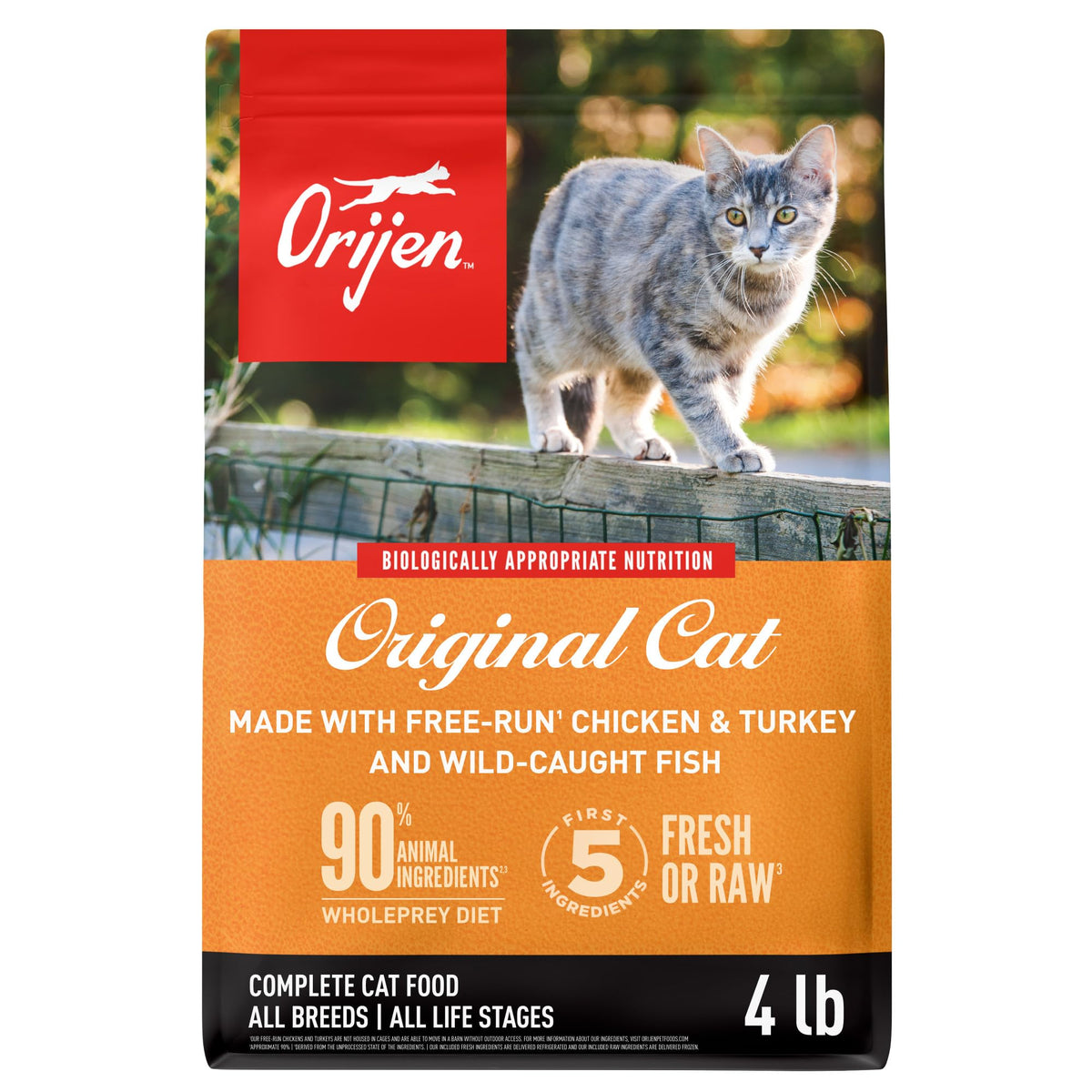 ORIJEN Grain Free High Protein Premium Dry Cat Food Original Recipe 4lb Bag