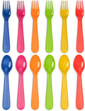 Wheat Straw Toddler Utensils Set of 12 - Kids Forks and Kids Spoons BPA Free/Dishwasher Safe Kids Utensils Cutlery Set Brightly Colored Toddlers Silverware Set